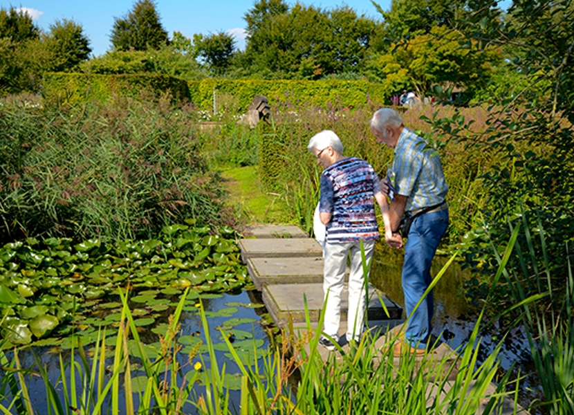 Ook genoeg ideeen voor de aanleg van een waterpartij in eigen tuin in De Tuinen van Appeltern