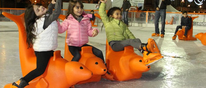 Plezier op het ijs van de schaatsbaan in Boudewijn Seapark Brugge